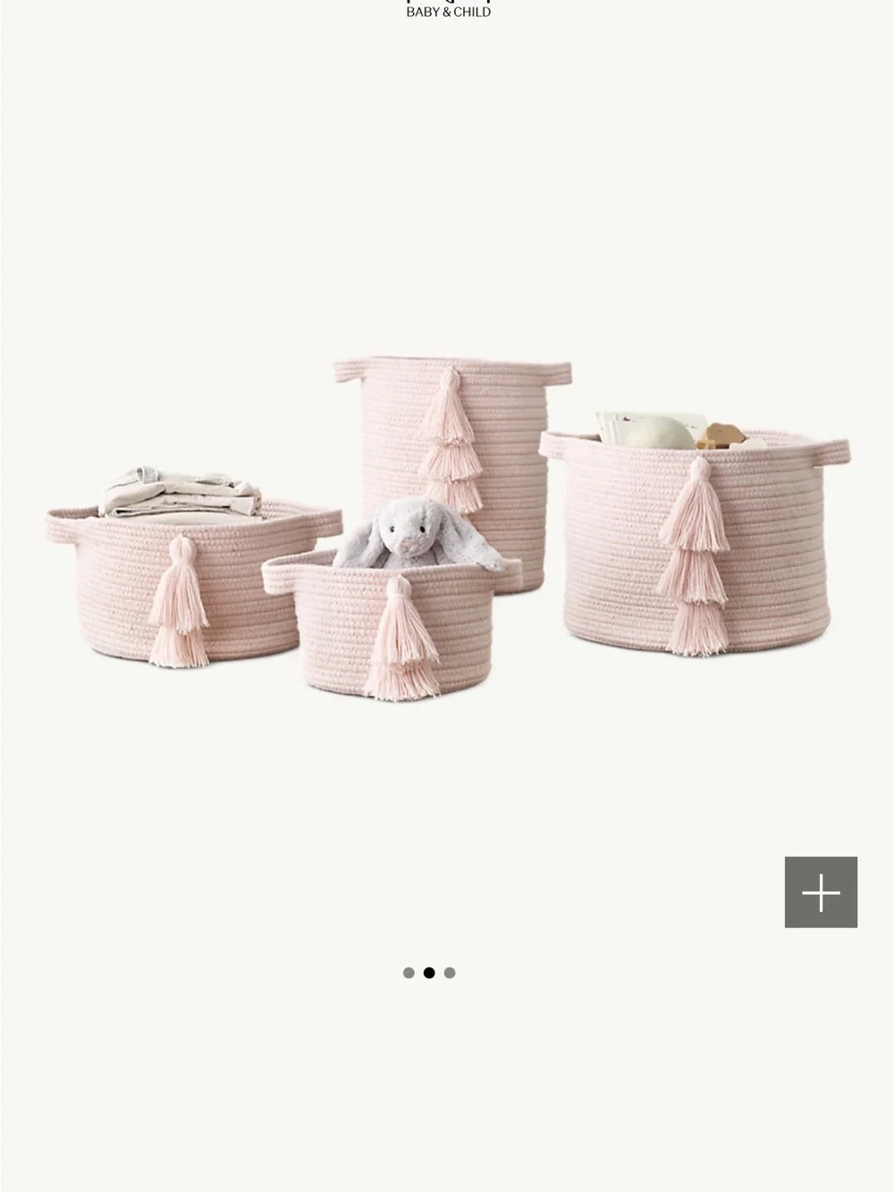 Restoration Hardware Tassel Braided Wool Basket